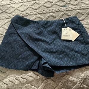Zara Denim Couture Womens Navy Blue Diamond Print Shorts Size Small New